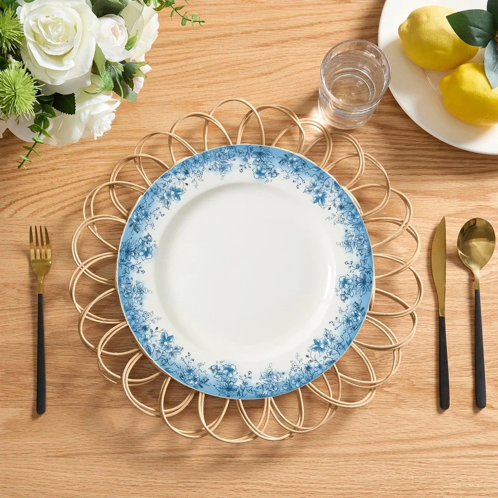 My Texas House 4pc Rattan Placemat Charger Set - Brown 15 In Woven‎ Round